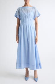 Lela Rose Textured Gauze Midi Dress