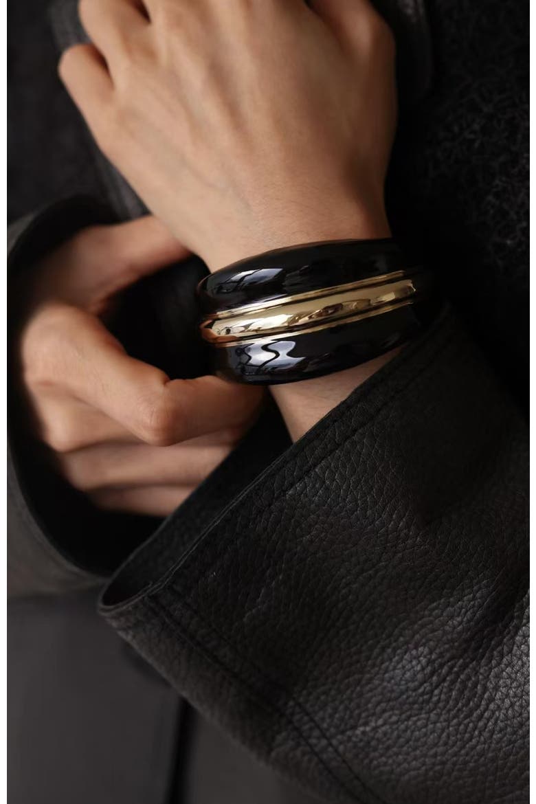 Ostuni Bangle, Alternate, color, Black & Gold