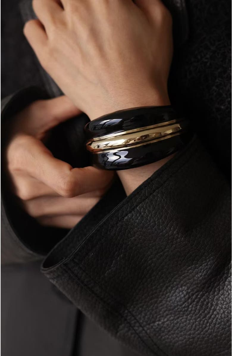 RETRO CHIC Ostuni Bangle, Alternate, color, Black & Gold