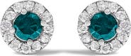 Haus of Brilliance Silver 1/2 Cttw Blue Diamond Halo Stud Earring