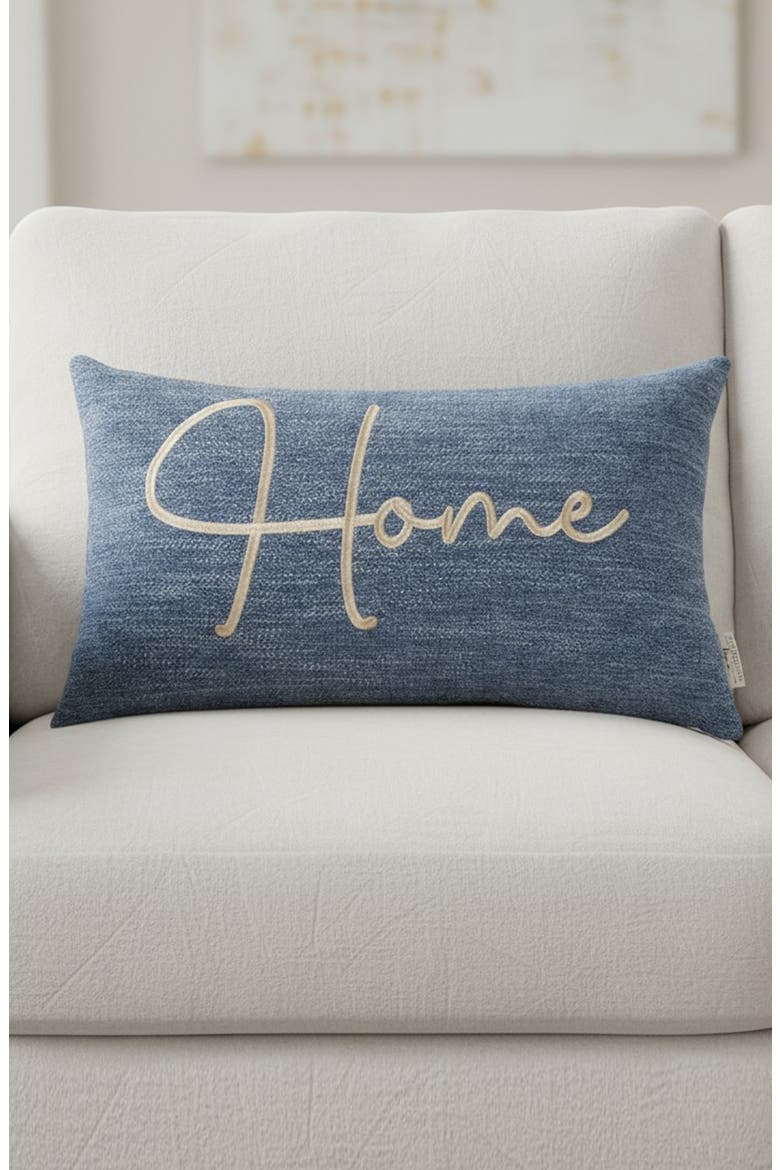 Sentiments Home Embroidered Accent Pillow, Alternate, color, INDIGO