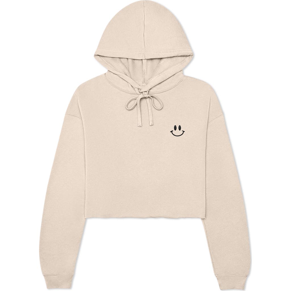 Dalix Smile Face Cropped Hoodie In Heather Dust