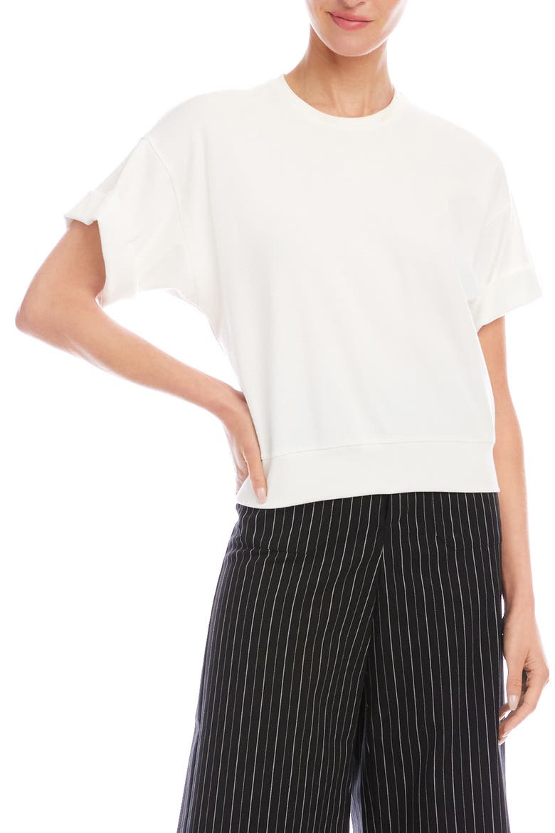 Cuffed Sleeve Rib T-Shirt, Main, color, OFF WHITE