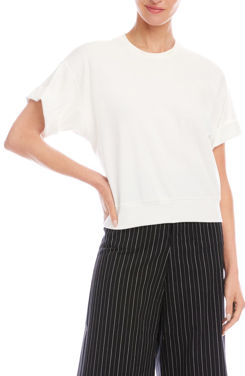 Karen Kane Cuffed Sleeve Rib T-Shirt, Main, color, Off White