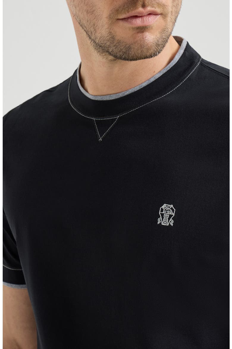 T-shirt with faux-layering, Alternate, color, Black