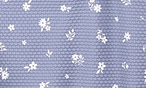 Firsts By Petit Lem Wildflower Print Ruffle One-piece Rashguard Swimsuit In Dusty Blue