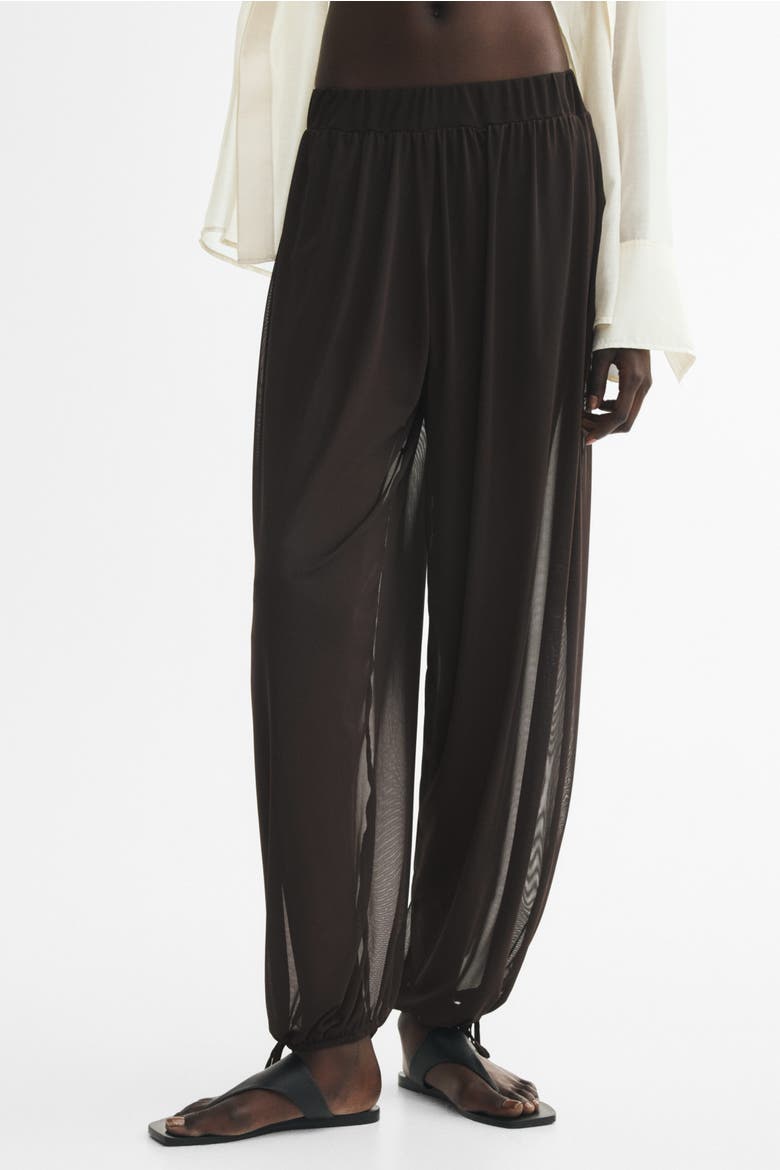 Mesh Balloon Trousers, Alternate, color, Dark brown