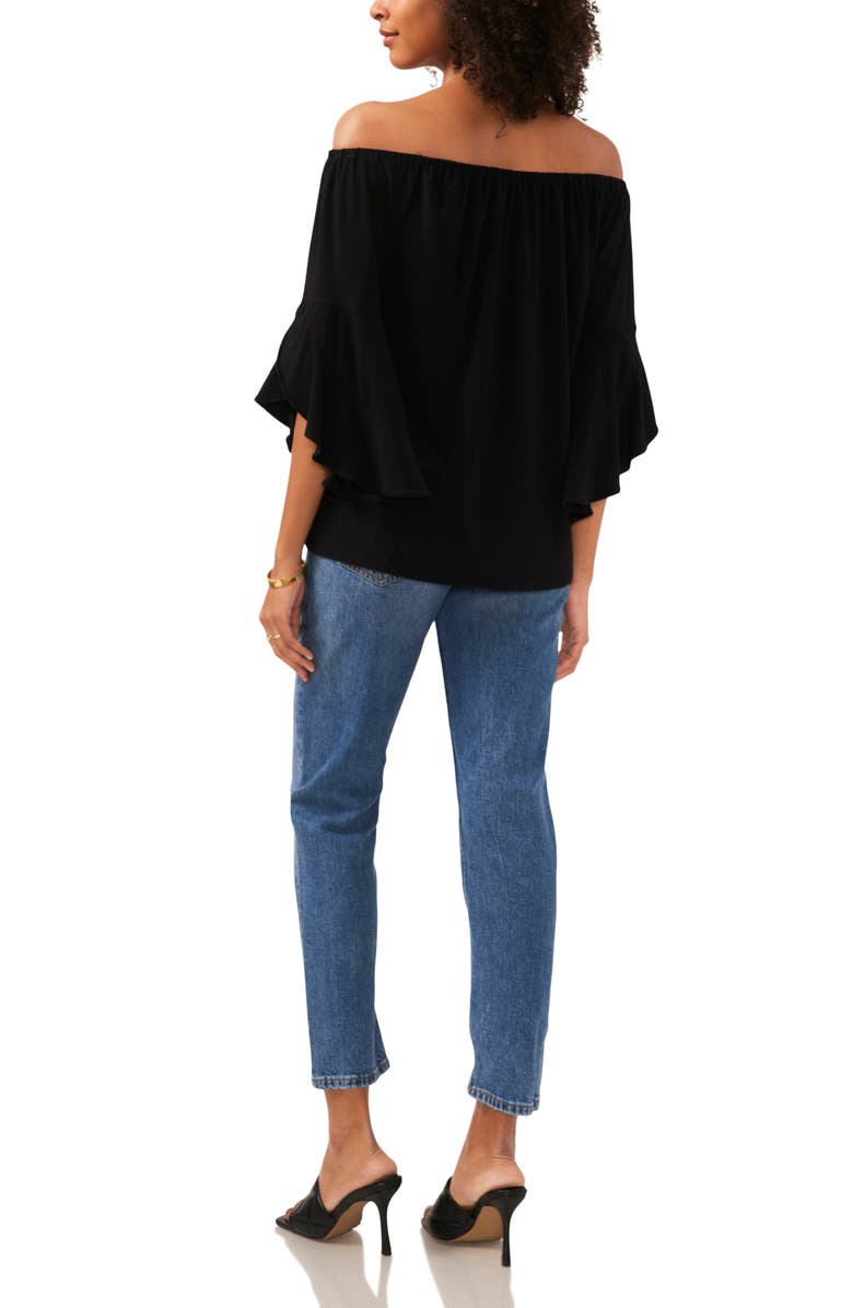 Vince Camuto Off the Shoulder Flutter Sleeve Top, Alternate, color, Rich Black