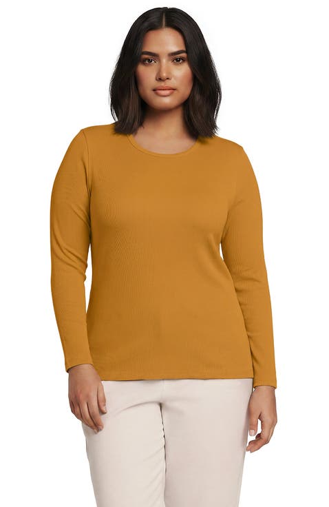 Plus Size Long Sleeve Micro Rib T-Shirt