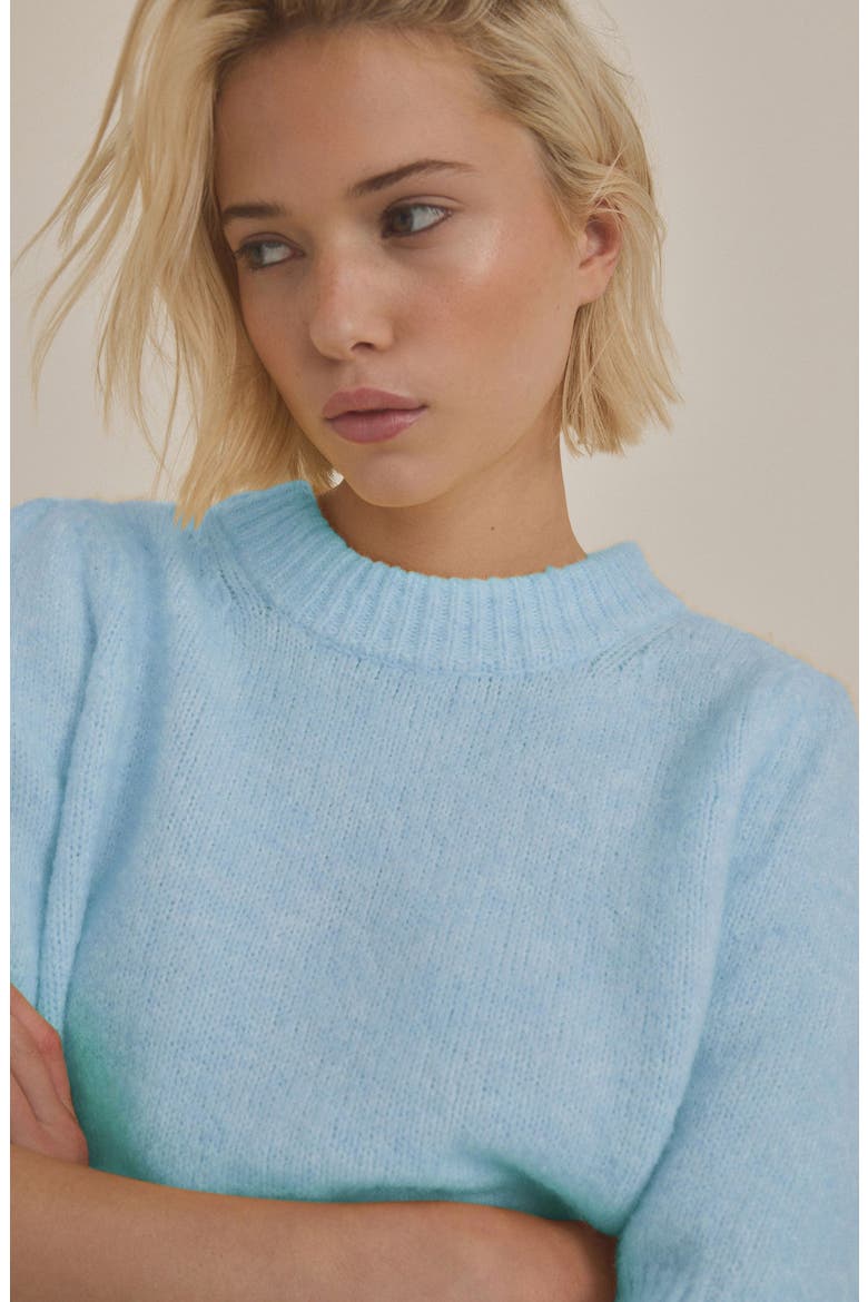 Short Sleeve Crewneck Sweater, Alternate, color, LIGHT BLUE