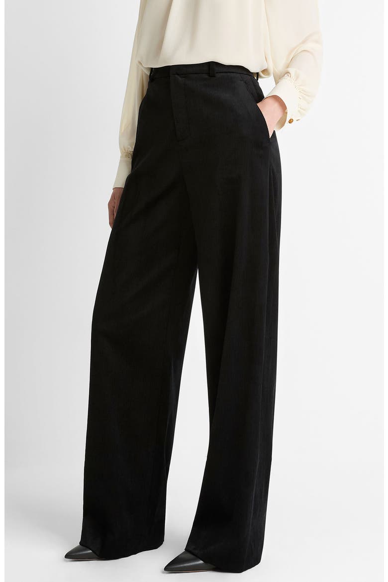High Waist Wide Leg Velvet Pants, Alternate, color, BLACK