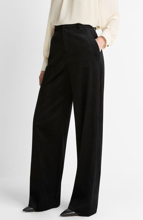 Vince High Waist Wide Leg Velvet Pants In Black