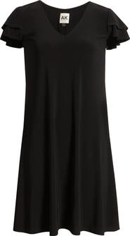 AK ANNE KLEIN Flutter Sleeve Shift Minidress