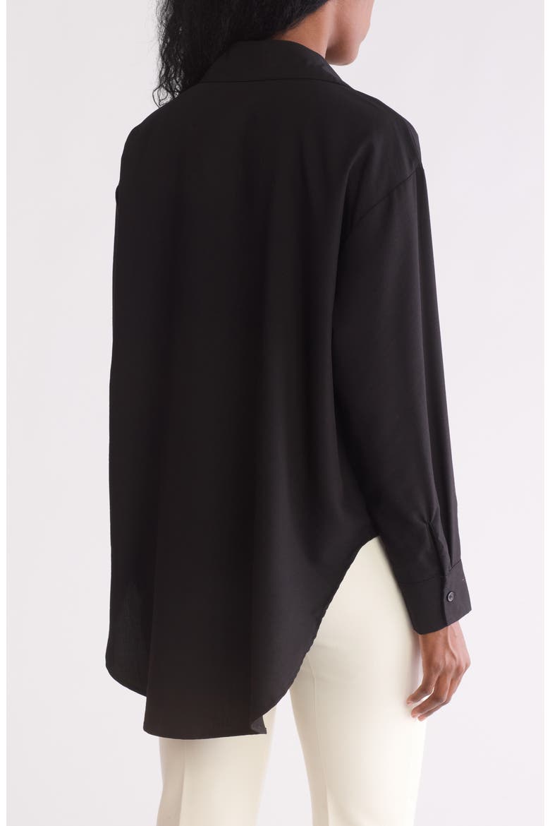 Oversize High-Low Button-Up Shirt, Alternate, color, BLACK
