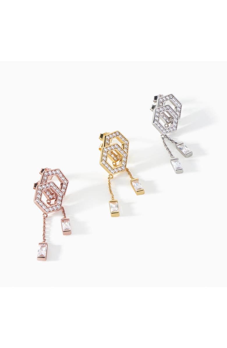 Ora Ana The Tyra Baguette Drop Earrings, Alternate, color, Gold/White Cz