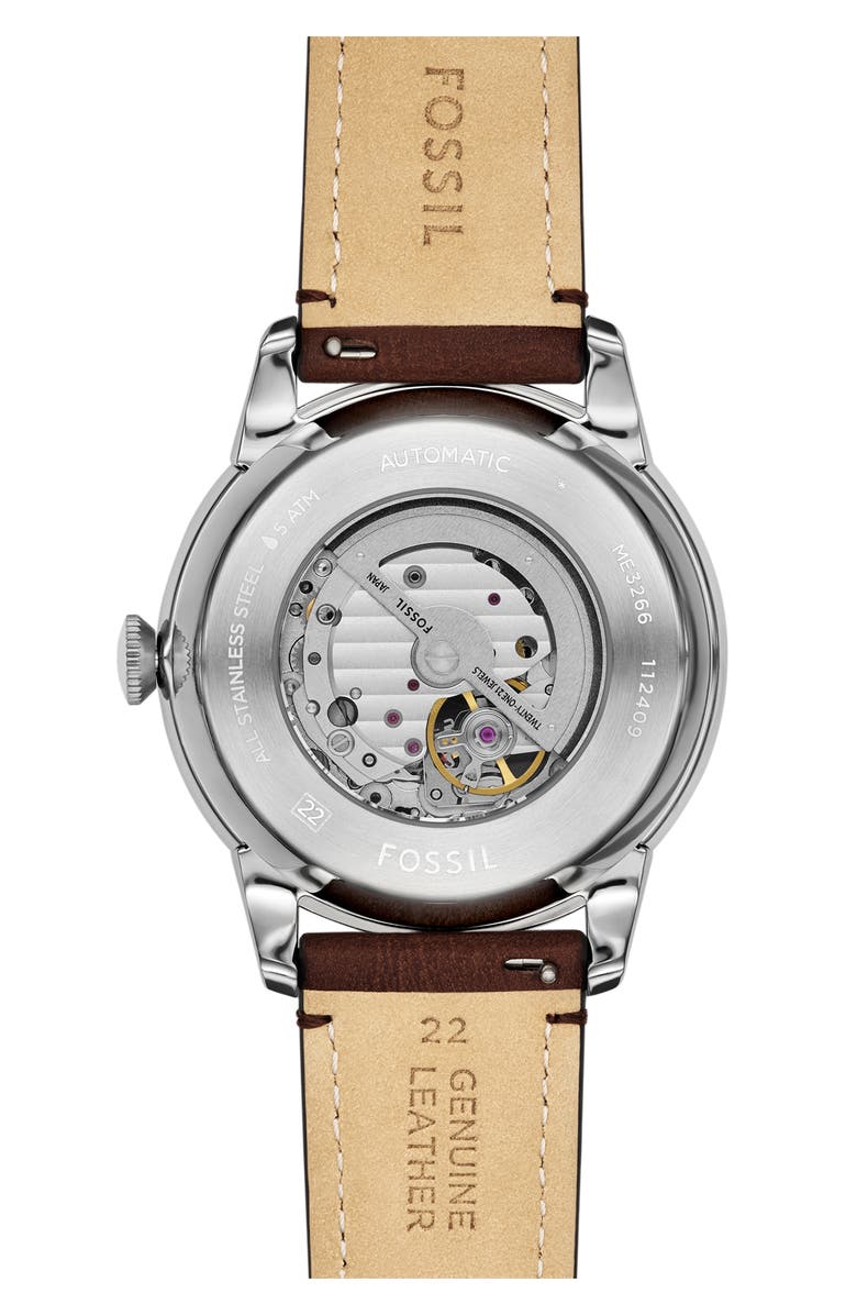 Fossil Townsman Automatic Leather Strap Watch, 44mm, Alternate, color,