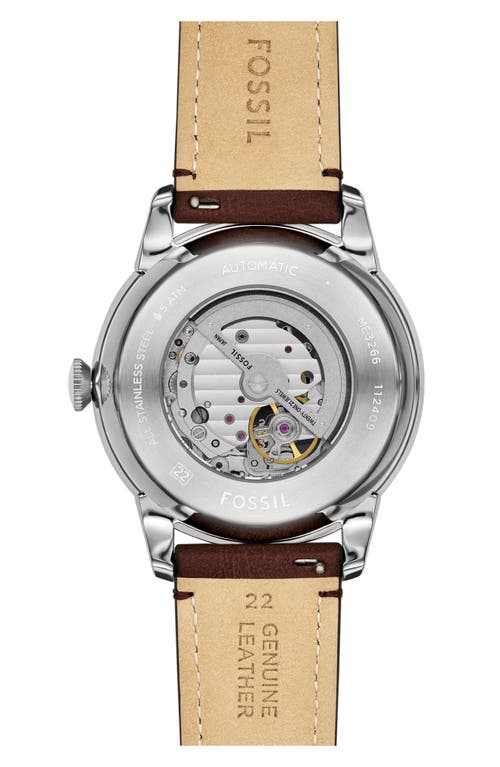 Fossil Townsman Automatic Leather Strap Watch, 44mm In Brown