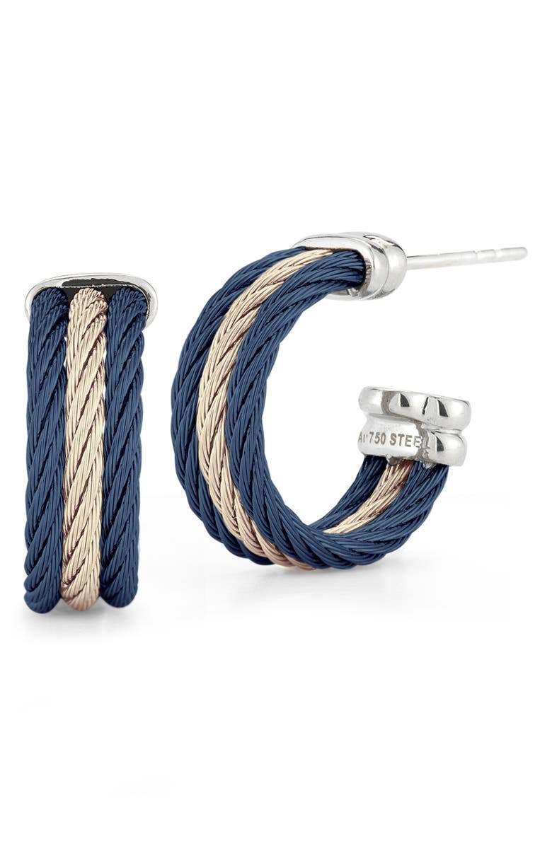 ALOR<sup>®</sup> Carnation & Blueberry Stacked Cable Hoop Earrings, Main, color, 
