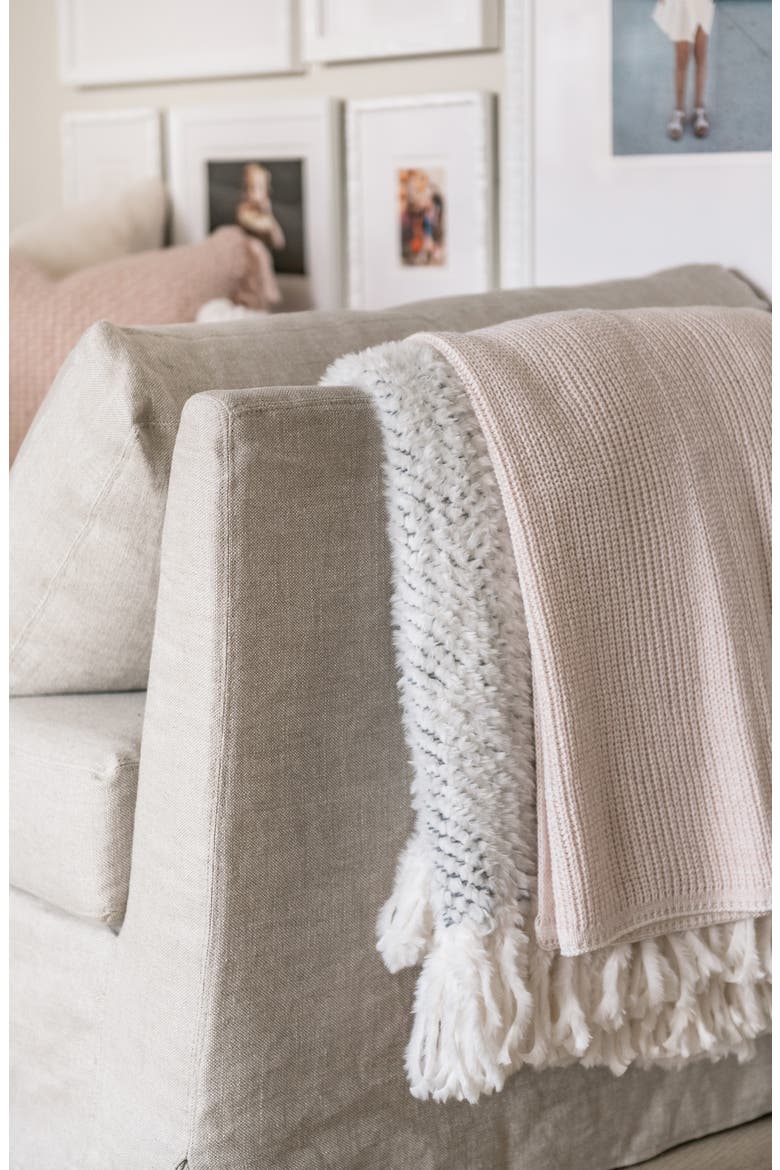 Metallic Detail Knit Throw Blanket, Alternate, color, PINK WISP
