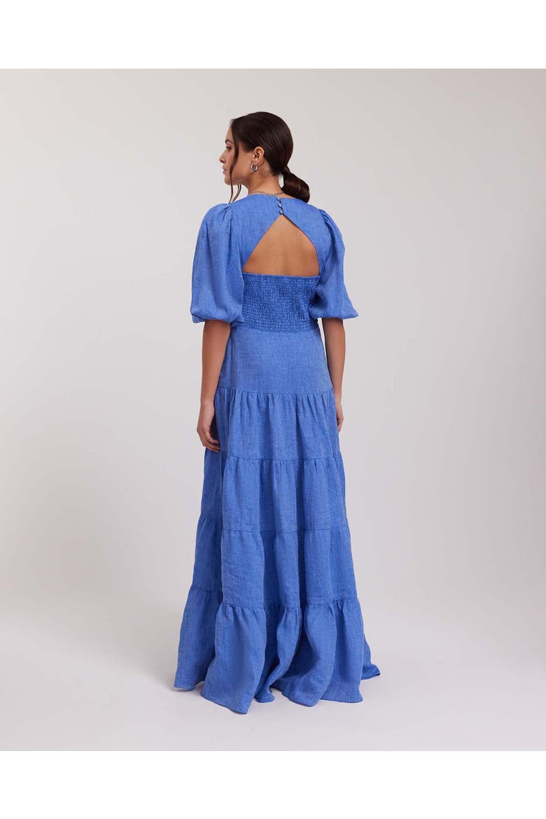 Gaelle Linen Dress, Alternate, color, Denim Blue