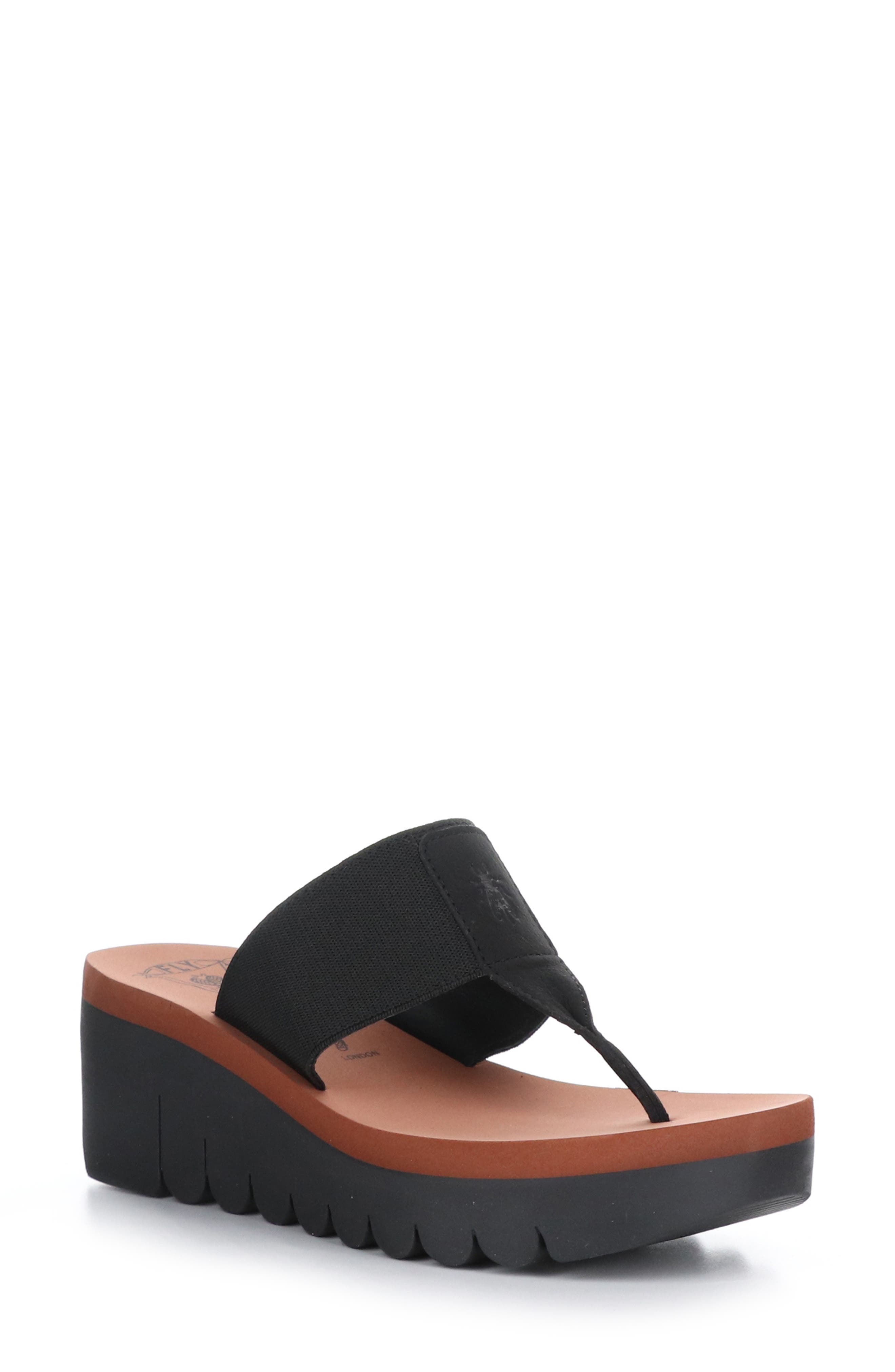 Yomu Wedge Flip Flop, Main, color, BLACK/ BRICK GROGRAIN/ CUPIDO