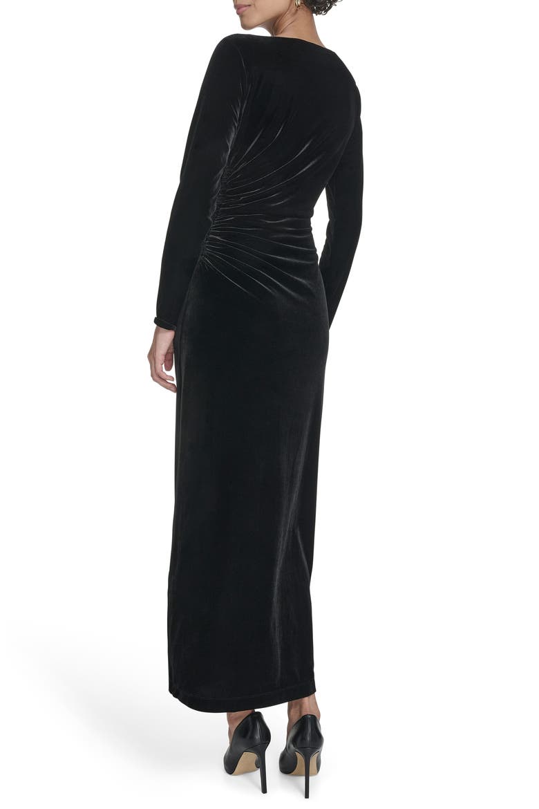 Long Sleeve Velvet Maxi Dress, Alternate, color, BLACK