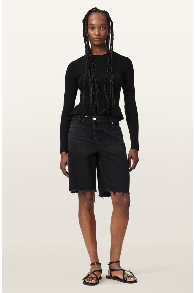 Jas Rib Knit Peplum Sweater, Alternate, color, BLACK