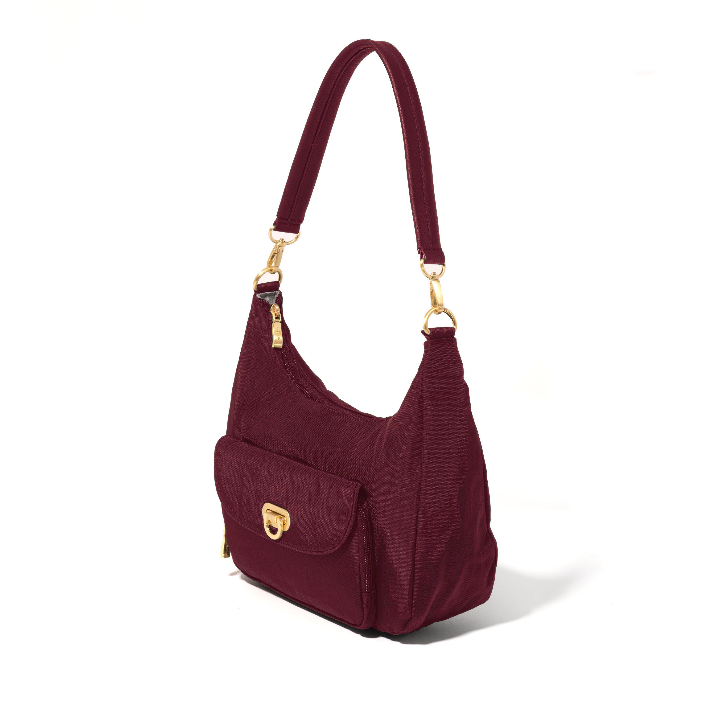 Coastal Flip Lock Half Moon Bag, Alternate, color, Jam With Gold Hardware