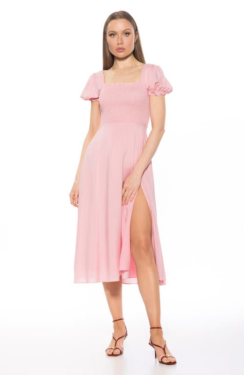 Alexia Admor Iris Smocked Short Sleeve Midi Dress