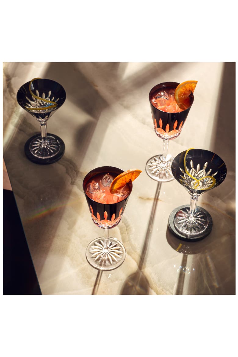 Lismore Diamond Set of 2 Black Lead Crystal Martini Glasses, Alternate, color, CRYSTAL