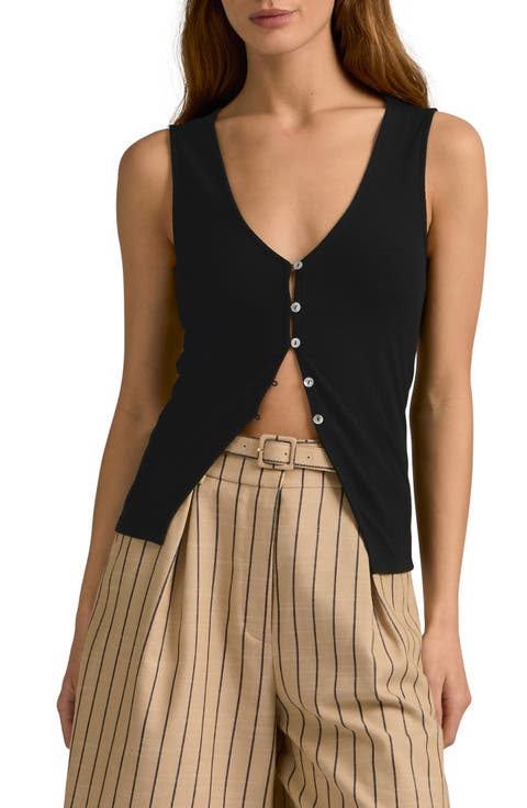 The Good Luck Rib Button-Up Cutout Top