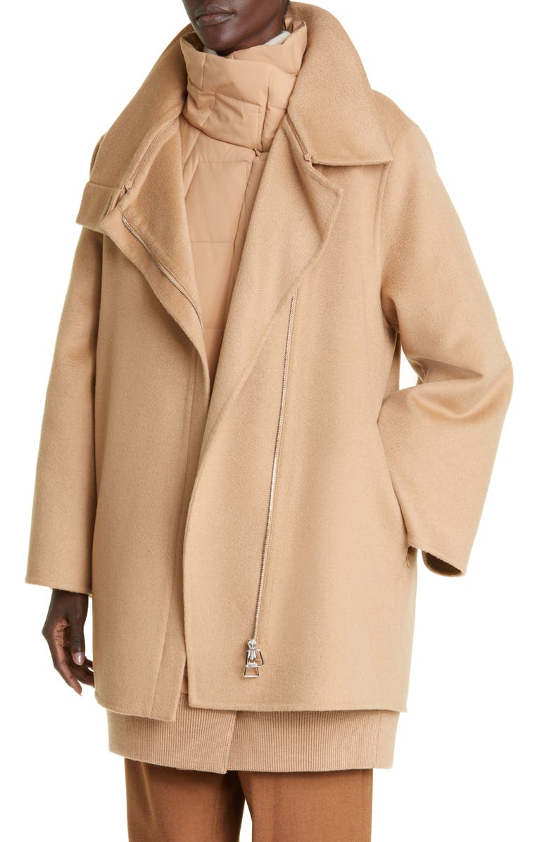 Akris Fenix 2-in-1 Quilted & Camel Hair Car Coat, Alternate, color,