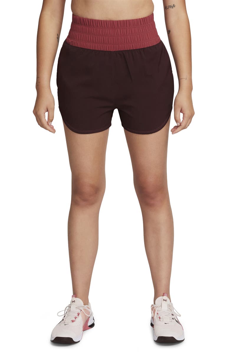 Nike Ultra High Waist Brief Lined Shorts, Main, color, Burgundy Crush/ Cedar