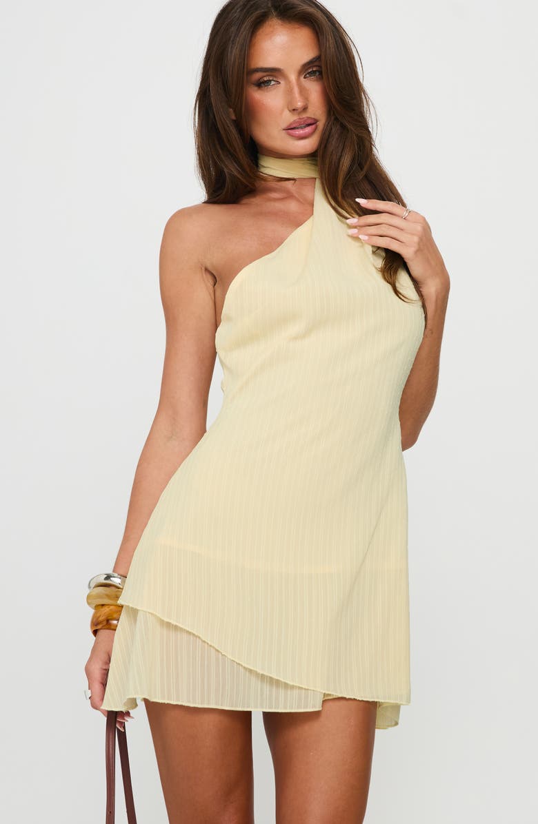 Princess Polly Infinito Scarf Tie Chiffon Minidress, Alternate, color, Champagne