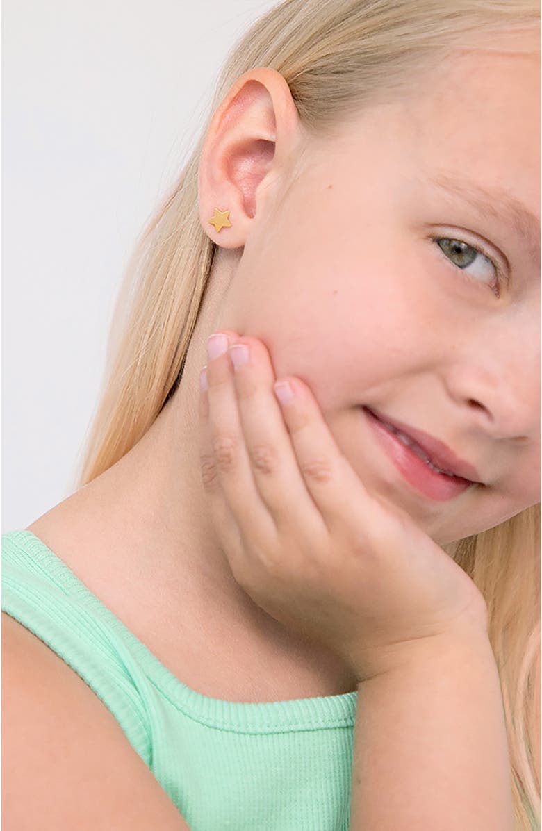 In Season Jewelry 14k Polished Star Little Earrings, Alternate, color, Gold