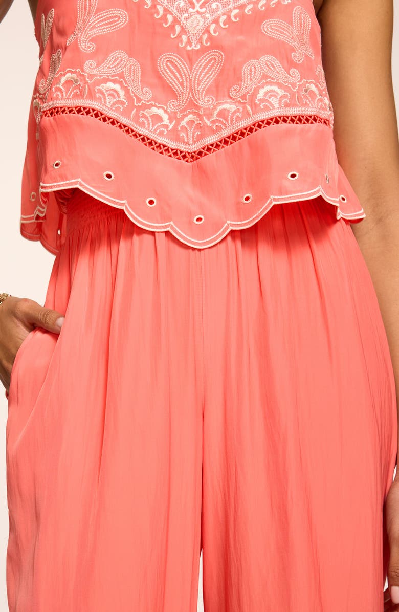 Ramy Brook Aspen Embroidered Bodice Jumpsuit, Alternate, color, Coral
