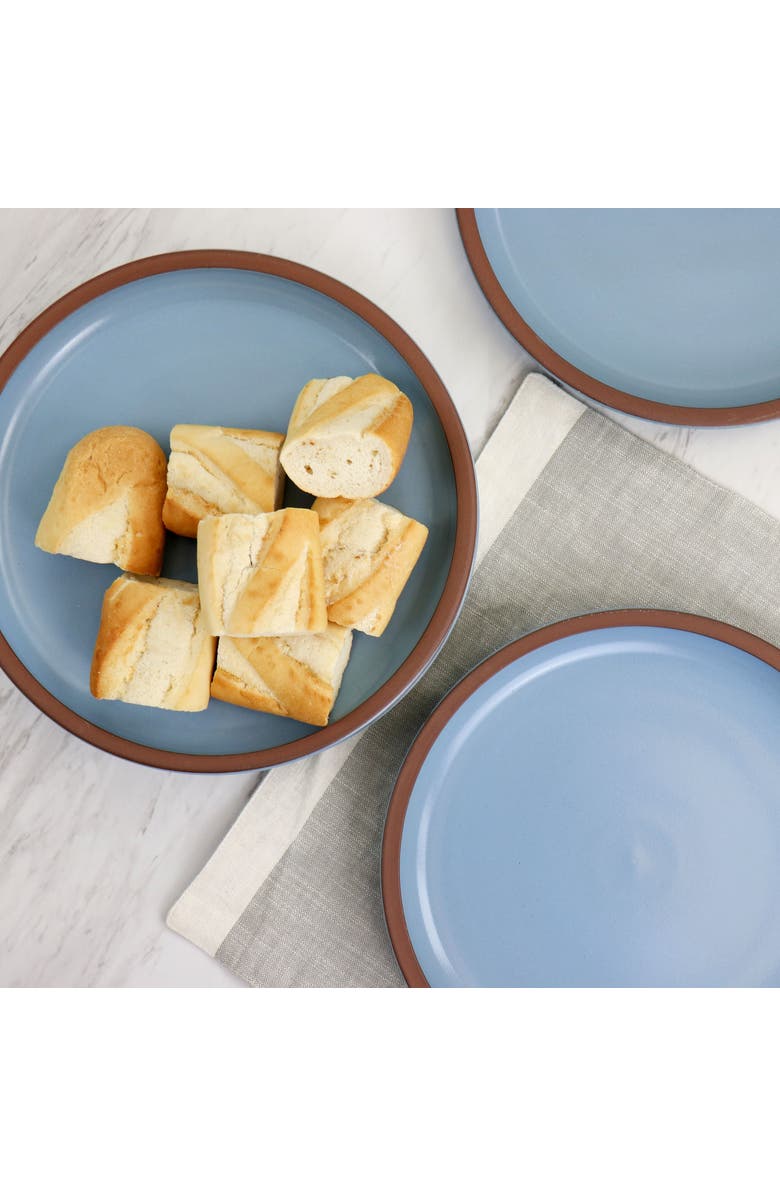 Gibson Elite Dumont 4 Piece Terracotta 10.8in Dinner Plate Set, Alternate, color, Light Blue