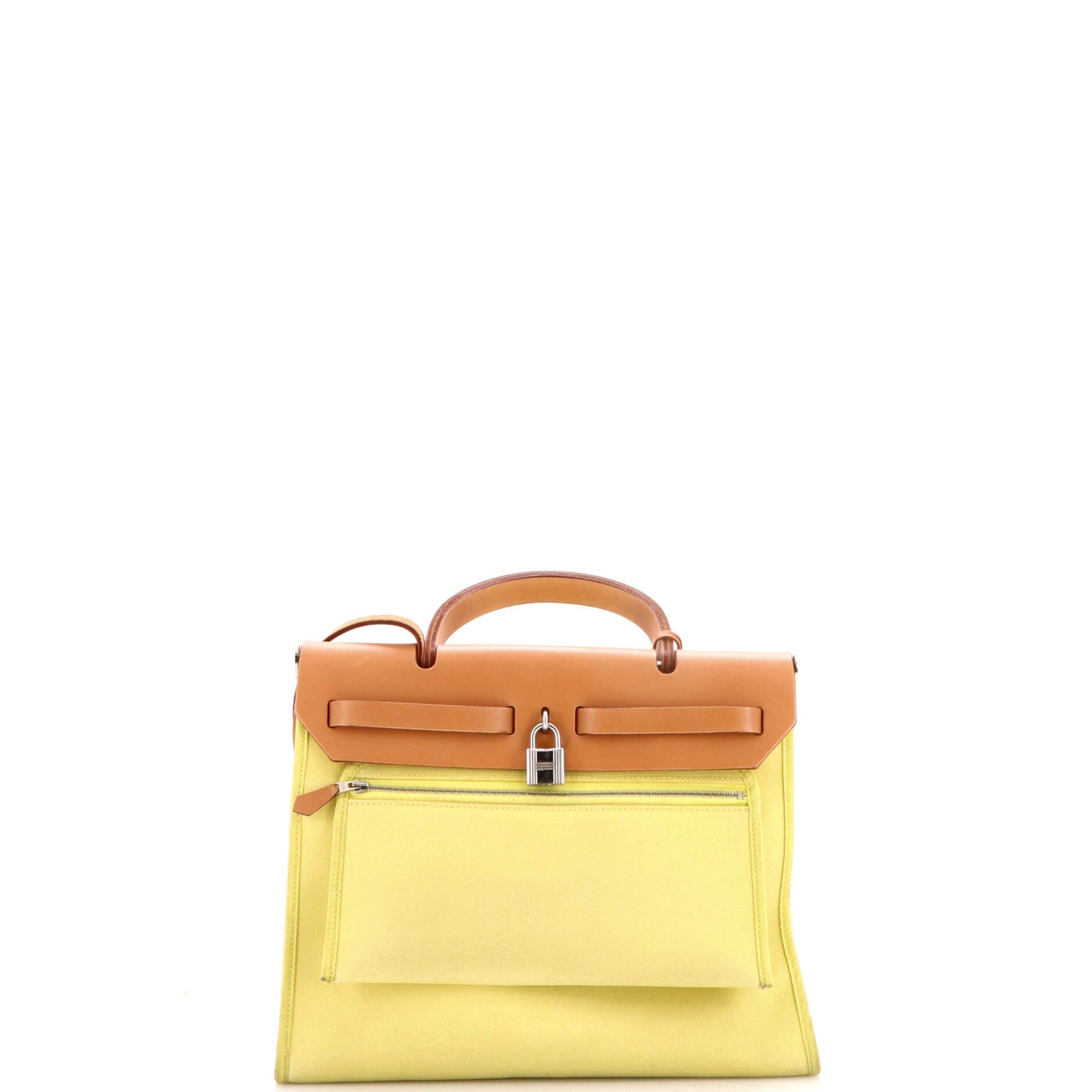 Pre-Owned Hermes Herbag Zip Leather and Toile 31, Alternate, color, Soufre