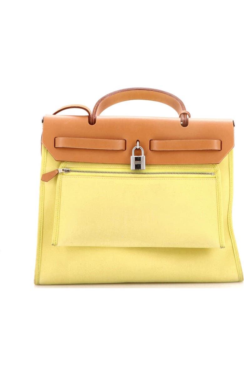 Pre-Owned Hermes Herbag Zip Leather and Toile 31, Alternate, color, Soufre