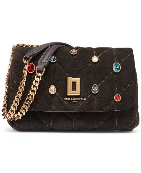 Lafayette Small Suede Crossbody Bag With Gems