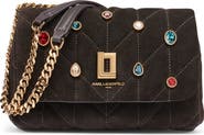 KARL LAGERFELD PARIS Lafayette Small Suede Crossbody Bag With Gems
