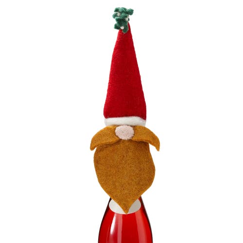 tag "Mistletoe Gnomie" Gnome in Santa Hat Themed Bottle Topper Red Wool 10.63 in.  product