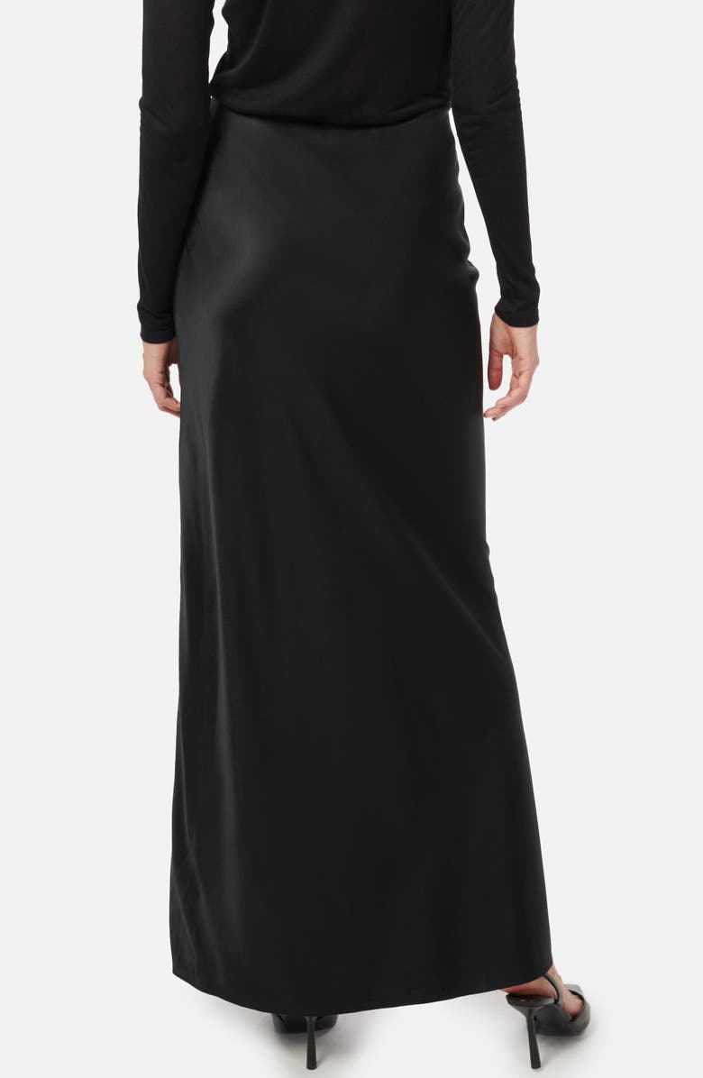 CAMI NYC Slit Hem Stretch Silk Charmeuse Maxi Skirt, Alternate, color, Black