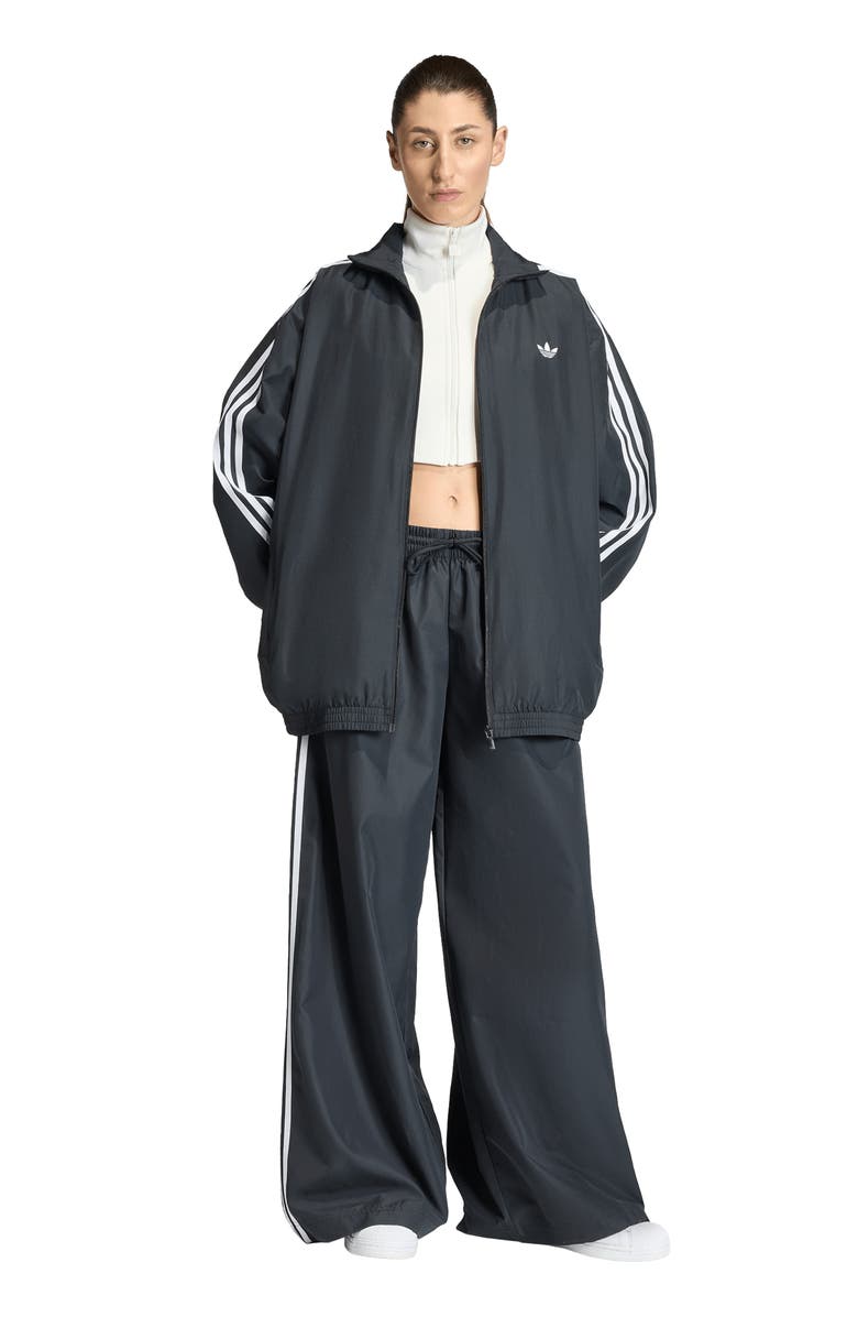 adidas Originals Firebird Recycled Polyester Wide Leg Track Pants, Alternate, color, Black/ White
