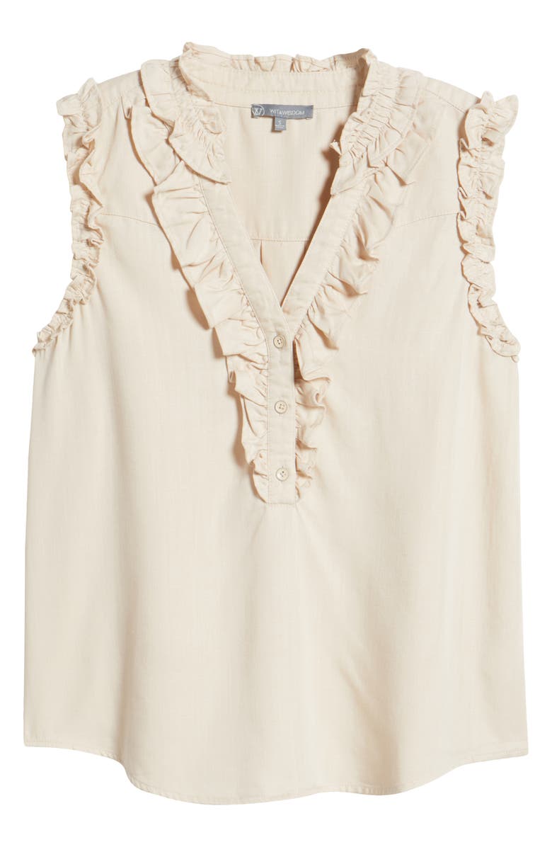 Wit & Wisdom Ruffle Accent Sleeveless Top, Alternate, color, Macadamia