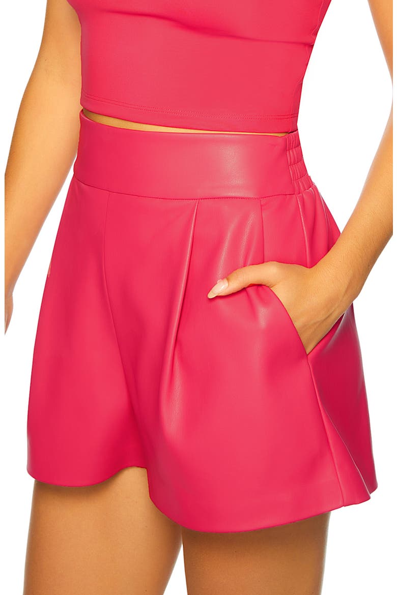 Faux Leather Shorts, Alternate, color, AZALEA