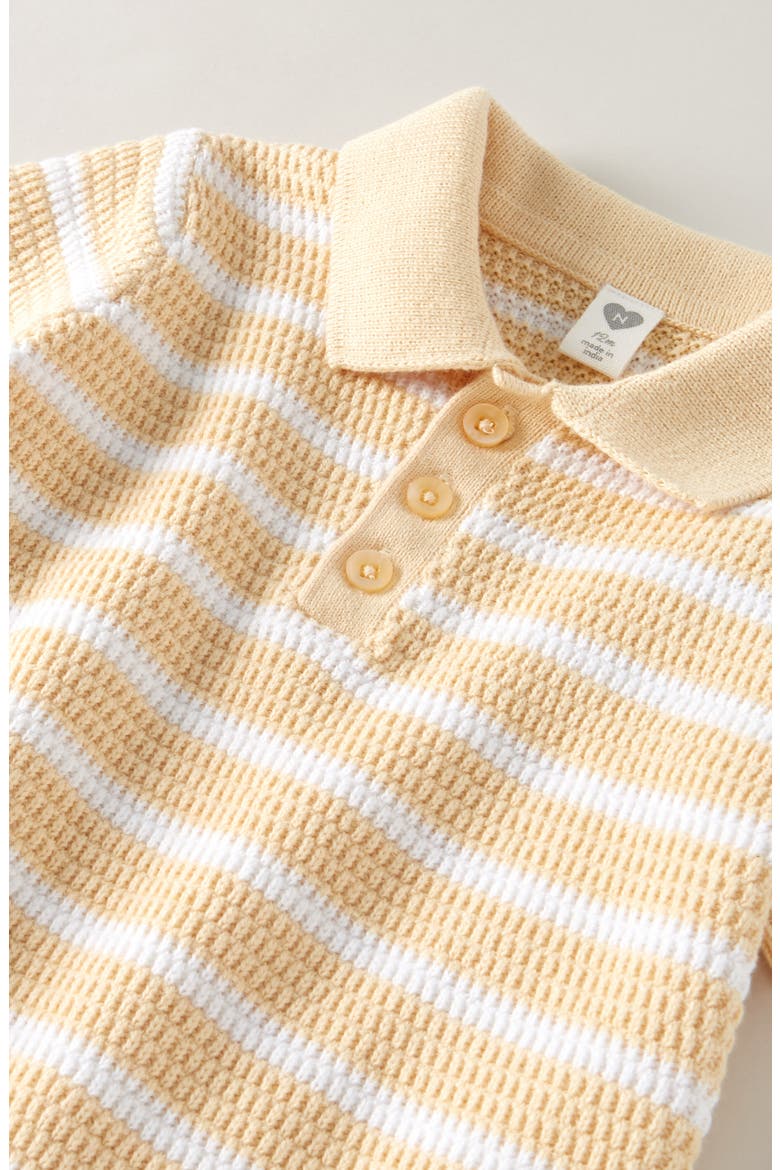 Cotton Polo Sweater Romper, Alternate, color, YELLOW SUMMER GILL STRIPE