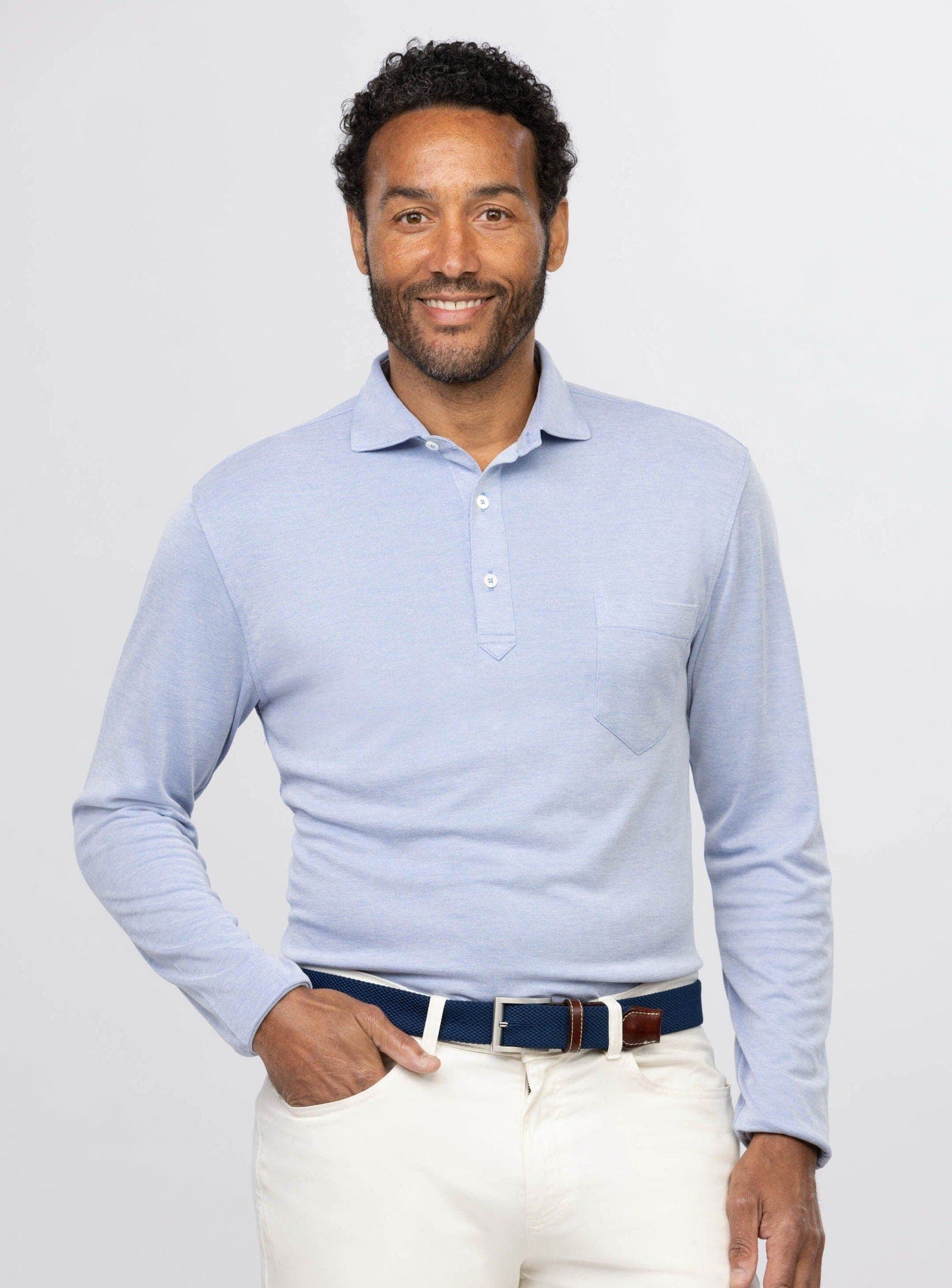 Lester Oxford Performance Polo Long Sleeve - image 2