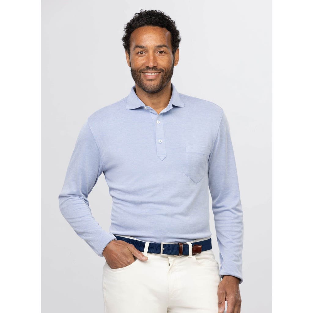 Turtleson Lester Oxford Performance Polo Long Sleeve In Blue