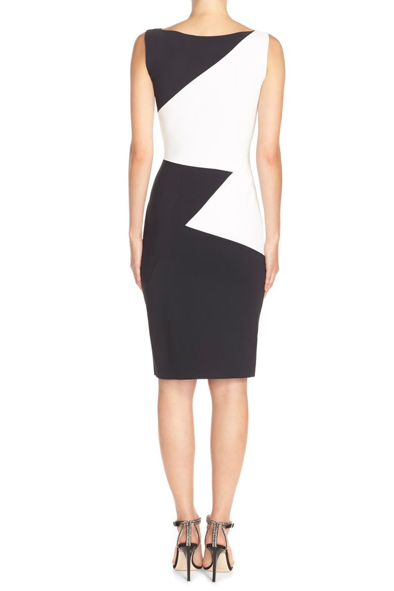 'Giustina' Colorblock Jersey Sheath Dress, Alternate, color, BLACK/ WHITE